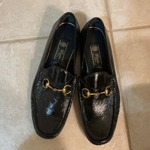 Gucci Loafers, Leather, Black with Gold Metal. Size 11 1/2